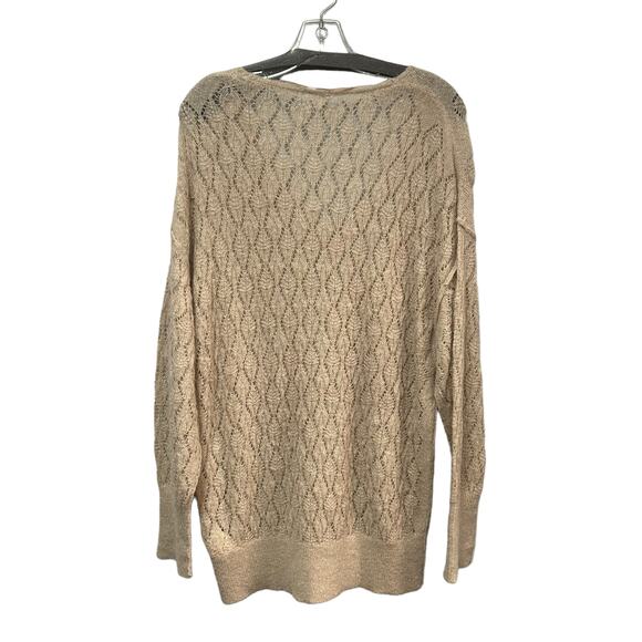 NWT Free People Say Hello Open Stitch Oversized Sweater Womens XS Taupe - Picture 4 of 9